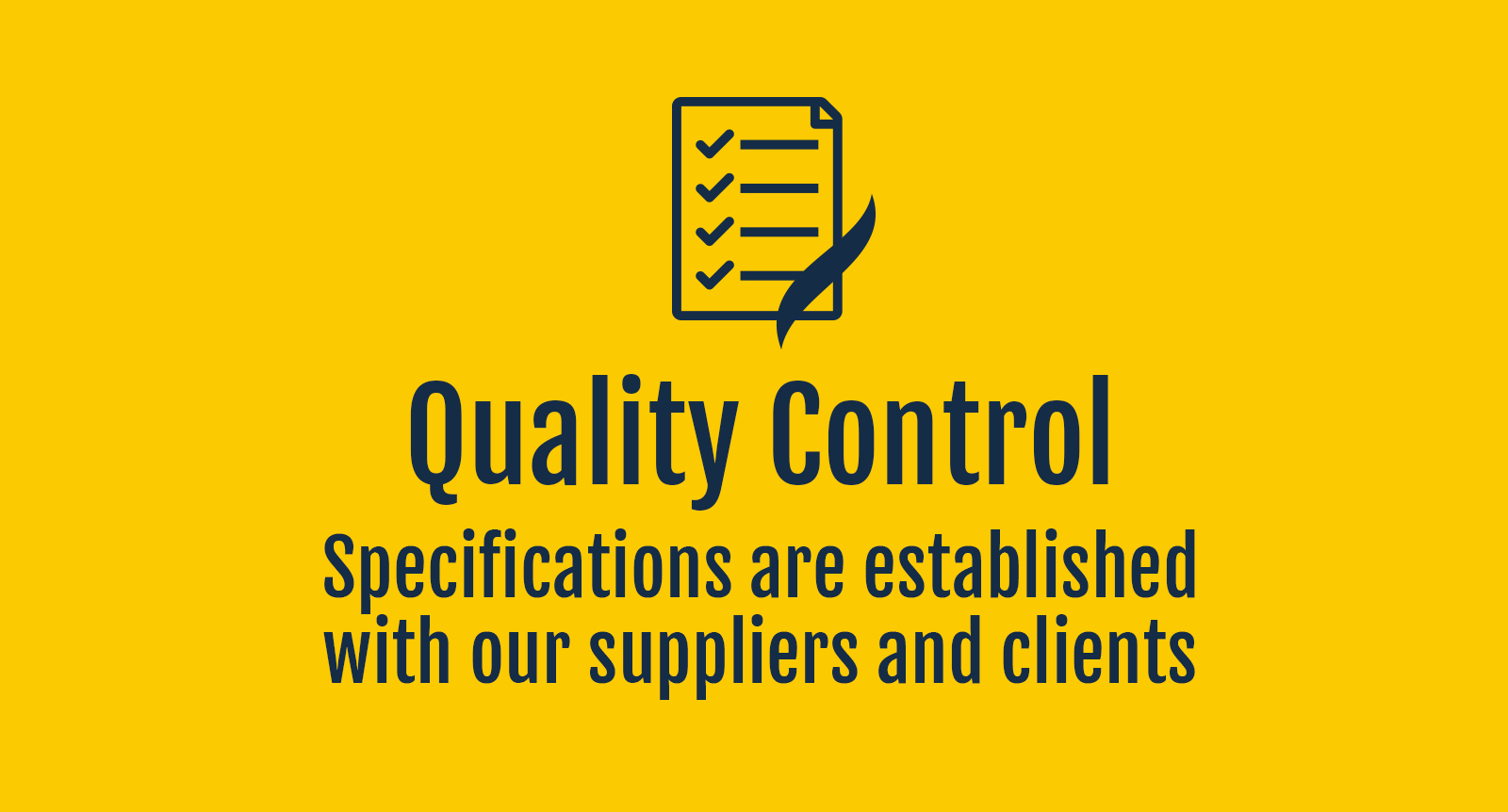 exofood quality control specifications are established with our suppliers and clients